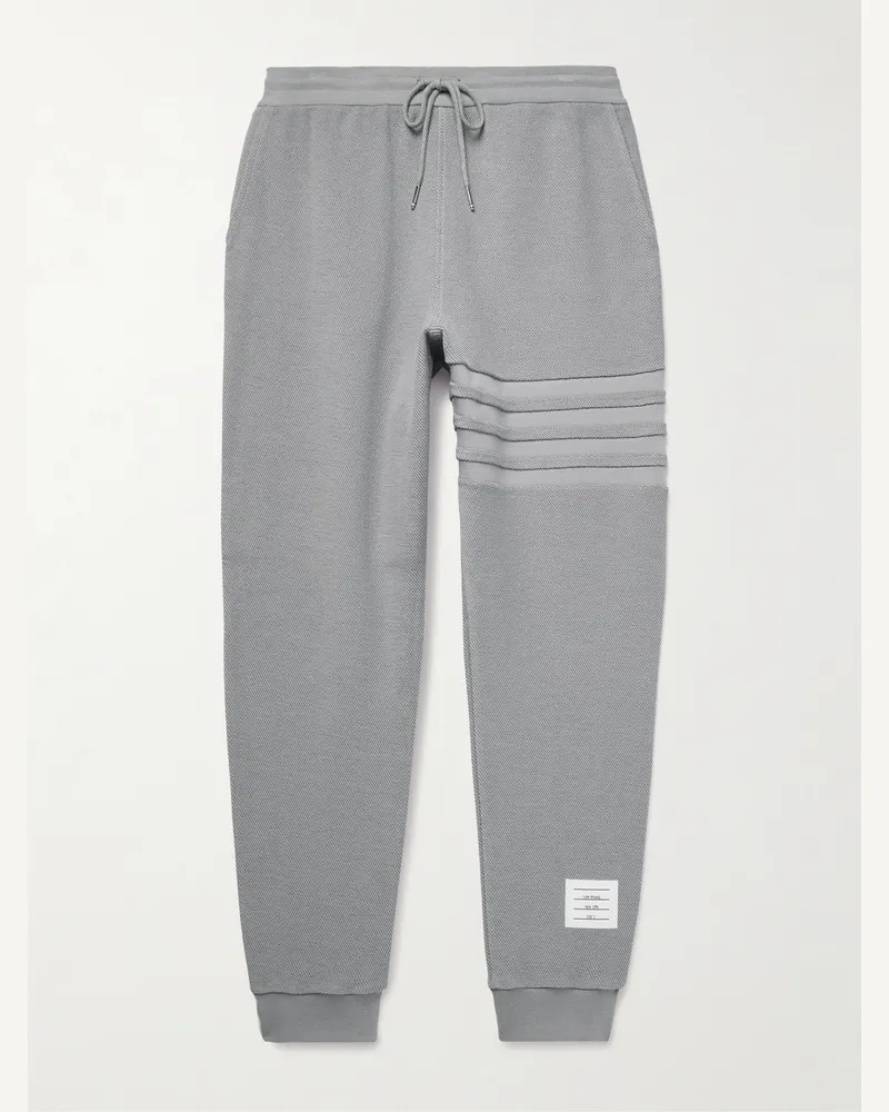 Thom Browne Schmal zulaufende Jogginghose aus Baumwollfrottee mit Streifen Grau