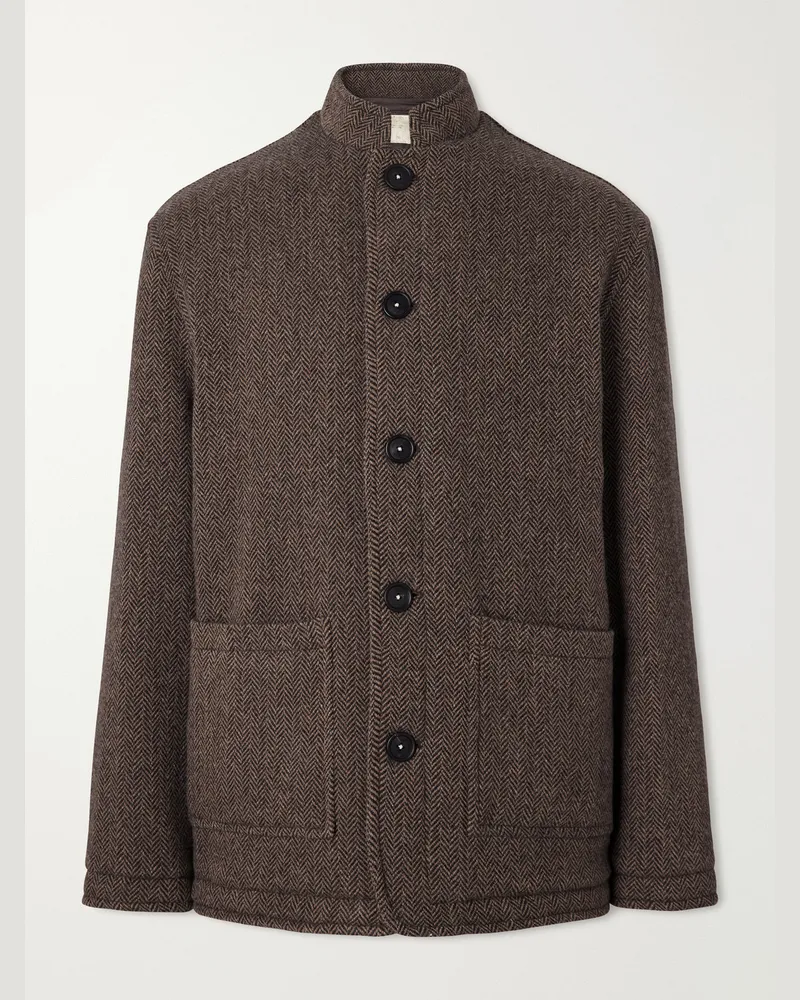Massimo Alba Chevrolet Reversible Herringbone Wool-Blend Jacket Brown