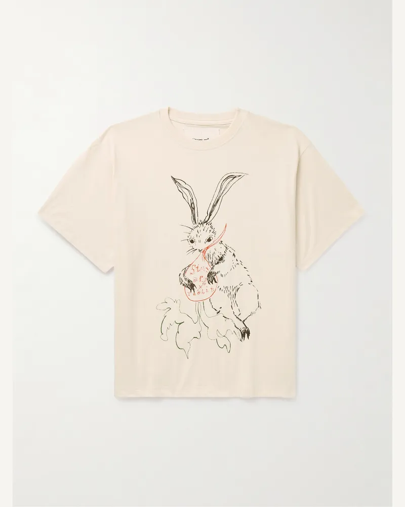 STORY mfg. Rabbit Grateful T-Shirt aus Biobaumwoll-Jersey mit Print Neutral