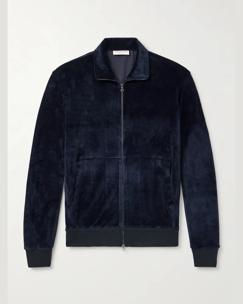 Orlebar Brown Cassian Cotton-Blend Velour Track Jacket Blue