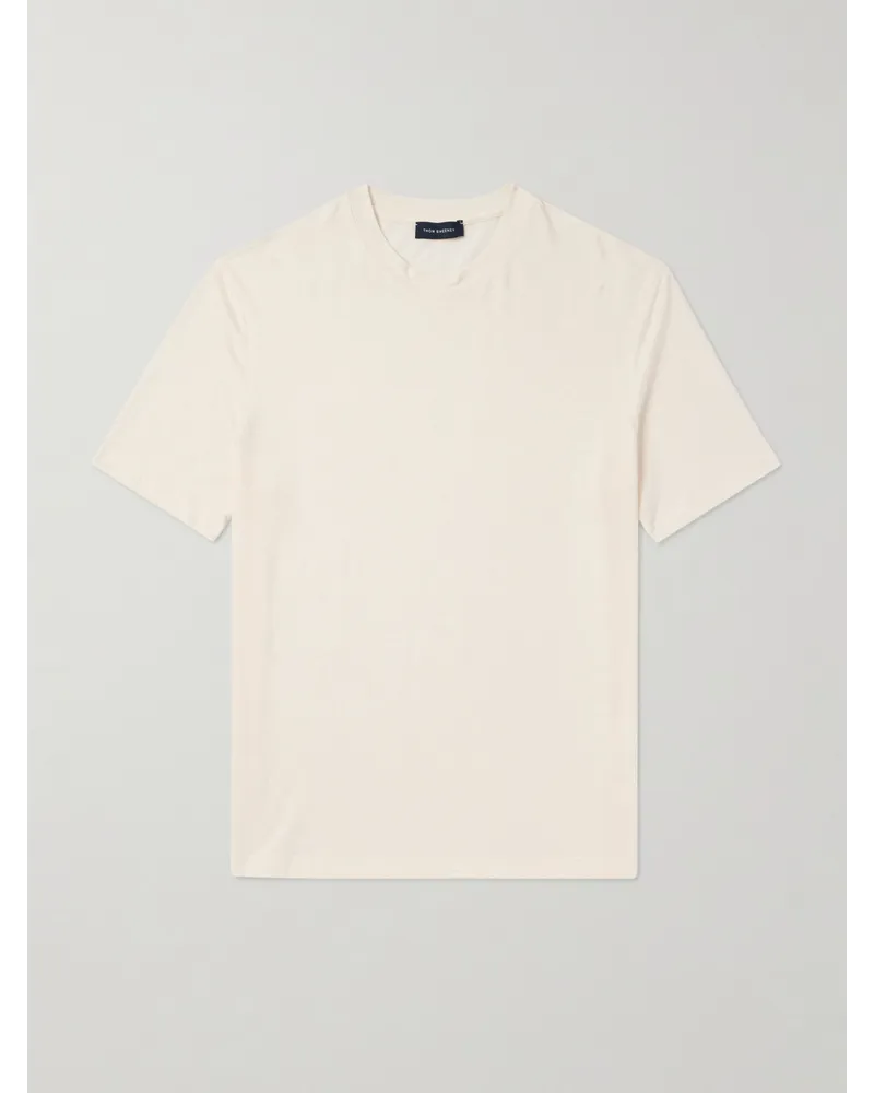 Thom Sweeney Schmal geschnittenes T-Shirt aus Jersey aus einer Leinenmischung Grau