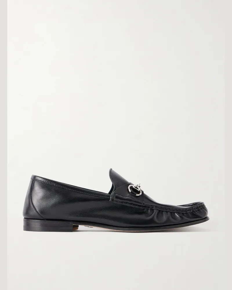 Gucci Lugano Horsebit-Embellished Leather Loafers Black
