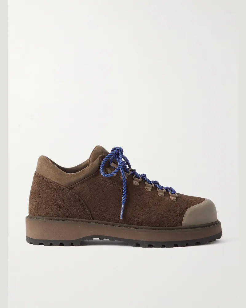 Diemme Cornaro Rubber-Trimmed Suede Sneakers Brown