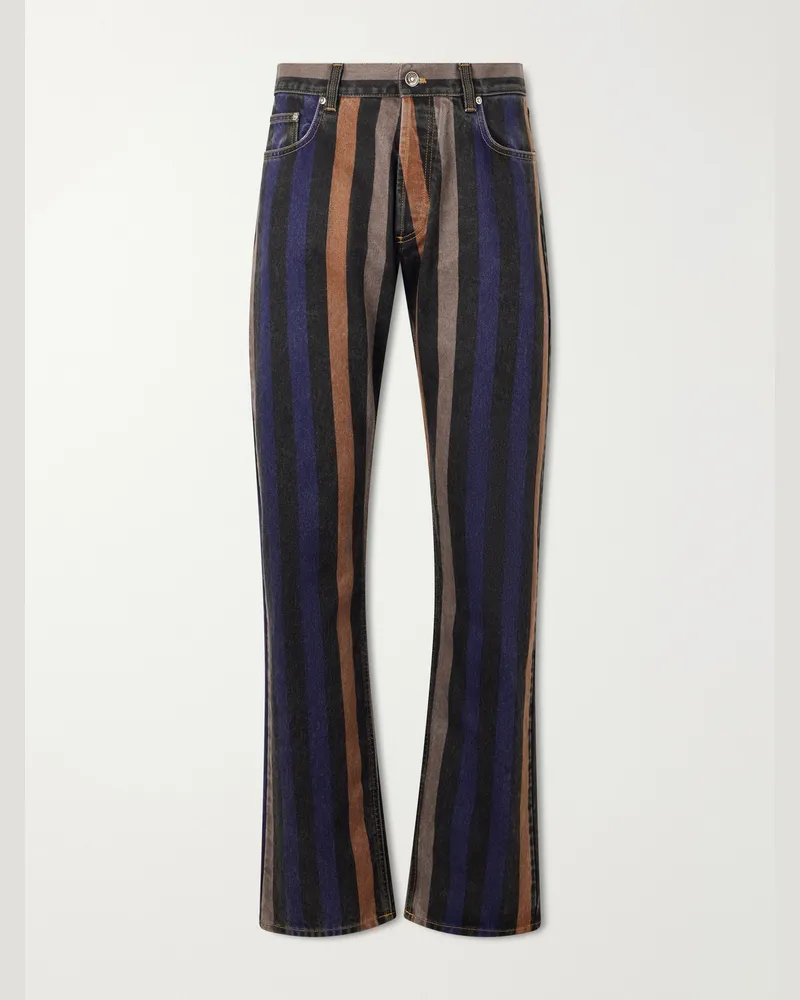 Versace Straight-Leg Striped Jeans Blue