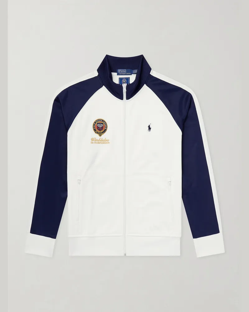 Ralph Lauren Wimbledon Logo-Embroidered Cotton-Blend Piqué Zip-Up Sweatshirt White