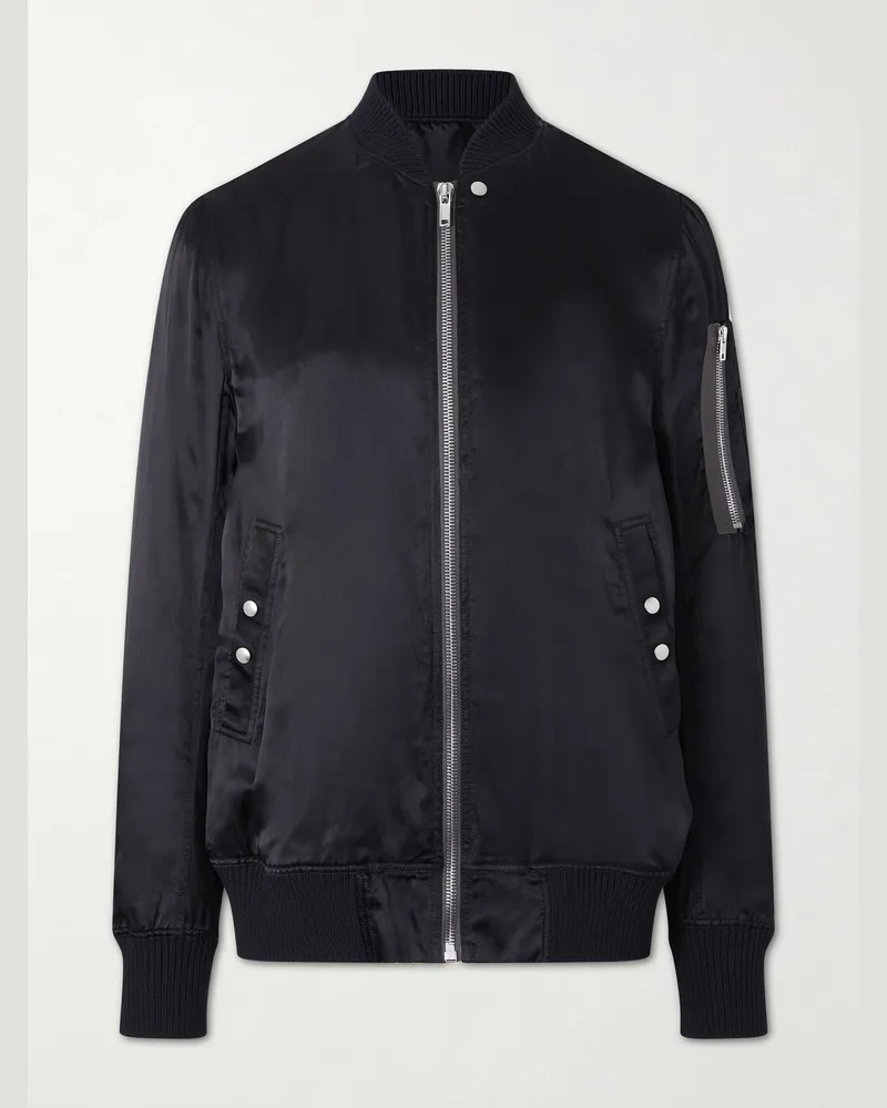 Rick Owens Classic Flight Satin Bomber Jacket Black