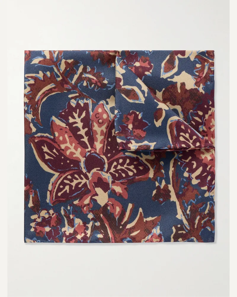 Favourbrook Charleston Einstecktuch aus Seiden-Twill mit Blumenprint Blau
