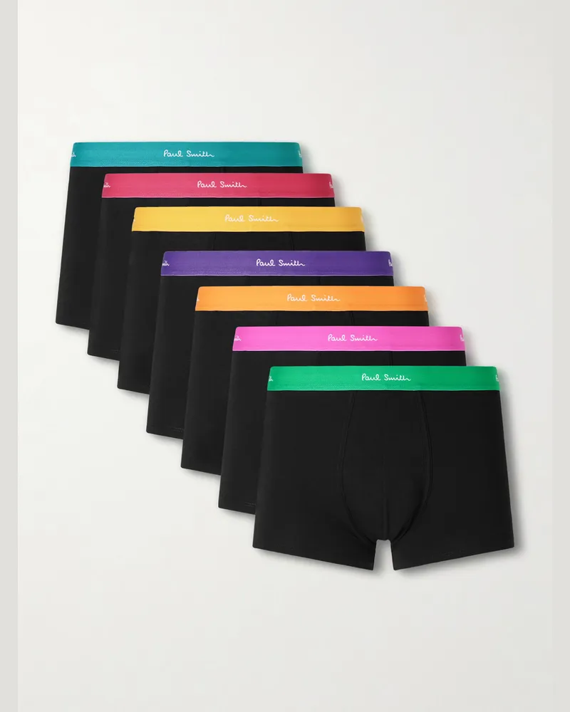 Paul Smith Seven-Pack Stretch Organic Cotton-Jersey Boxer Briefs Multi