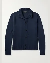 Tom Ford Cardigan aus einer Mischung aus Wolle, Kaschmir und Mohair Blau