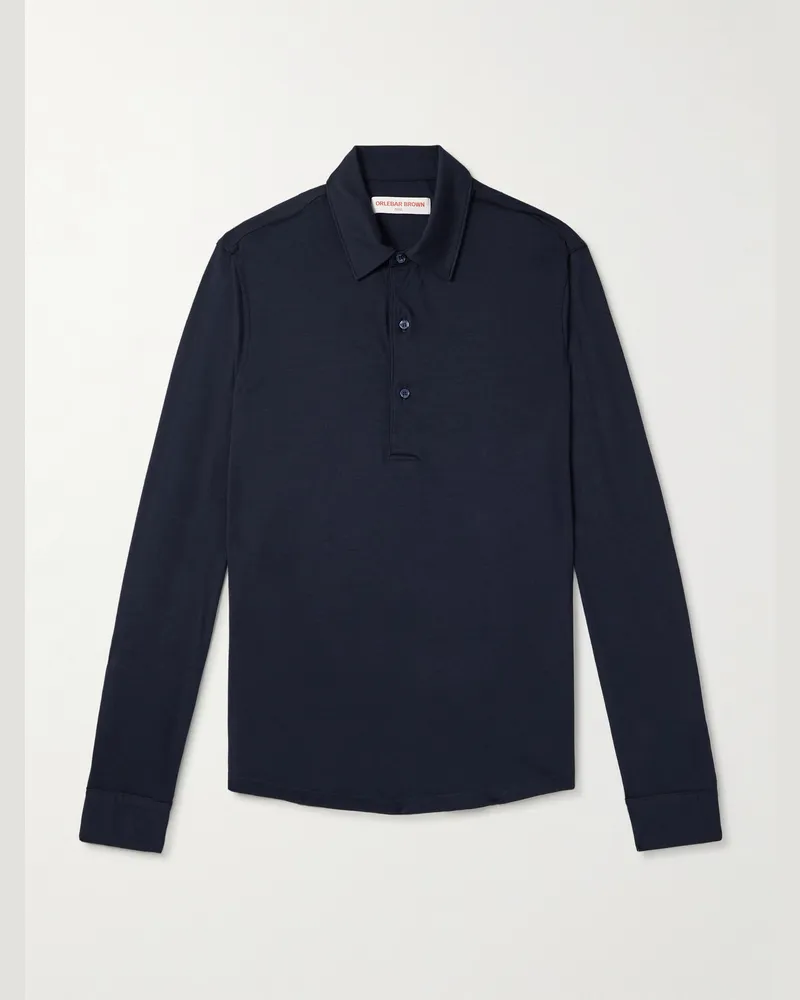Orlebar Brown Sebastian Slim-Fit Merino Wool-Jersey Polo Shirt Blue