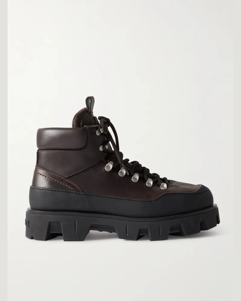 Moncler Peak Wanderschuhe aus Leder mit Gummibesatz Braun