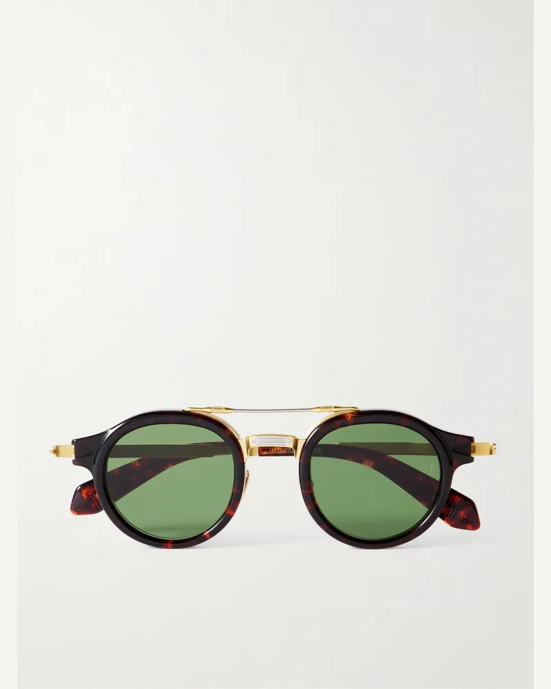 Jacques Marie Mage Delage Round-Frame Tortoiseshell Acetate and Gold-Tone Sunglasses Tortoiseshell