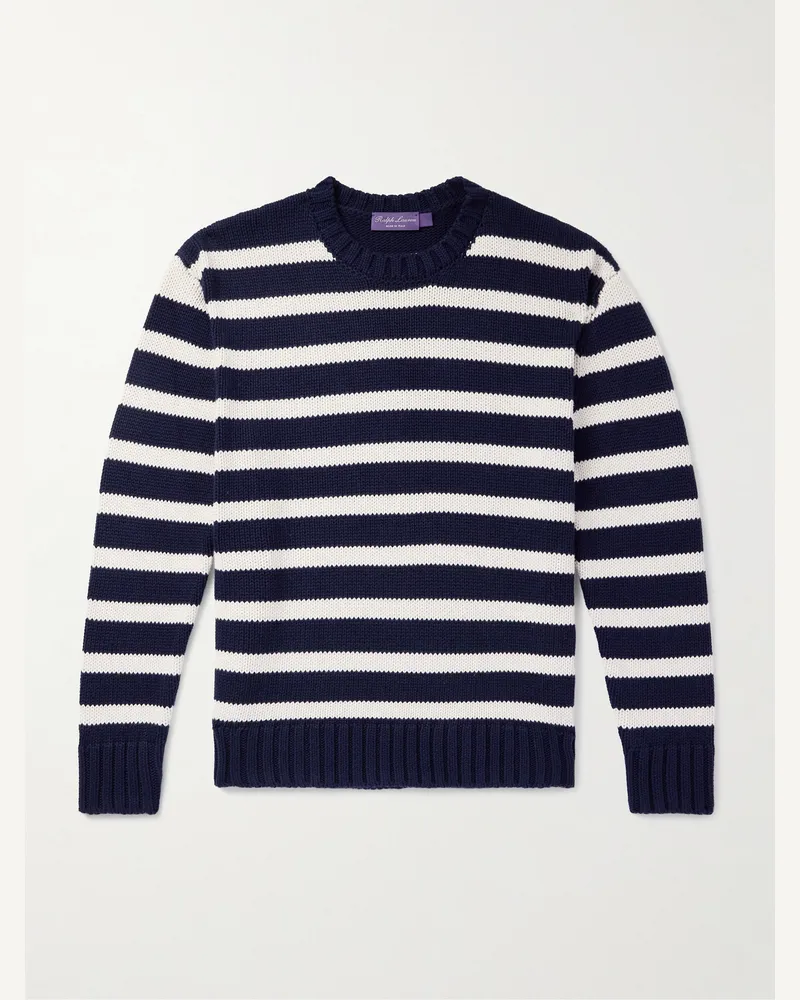Ralph Lauren Gestreifter Pullover aus Baumwolle Blau