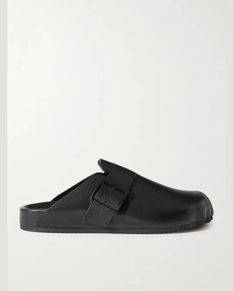 Balenciaga Sunday Slippers aus Leder Schwarz