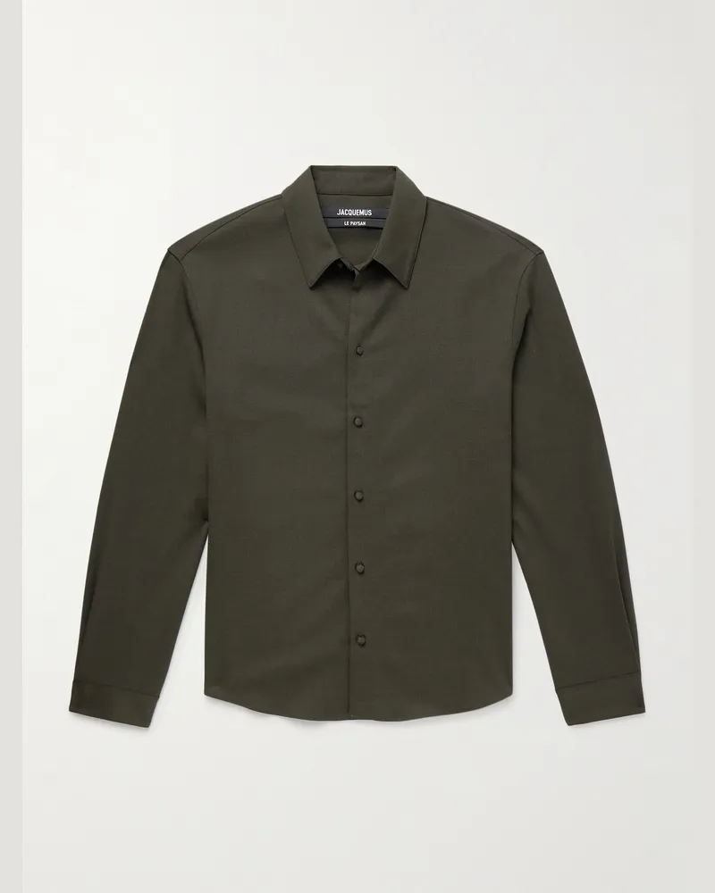 Jacquemus Mondani Hemd aus Twill aus einer Schurwollmischung Grün
