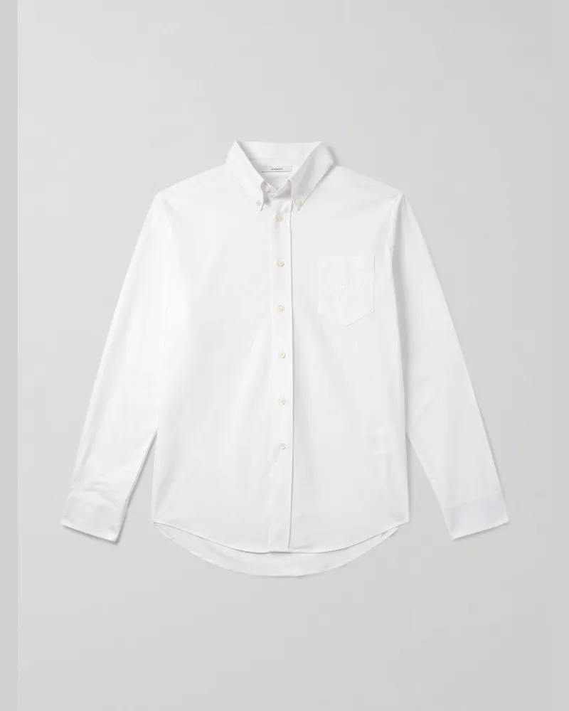 Givenchy Hemd aus Baumwoll-Oxford mit Button-Down-Kragen und Logostickerei Weiß