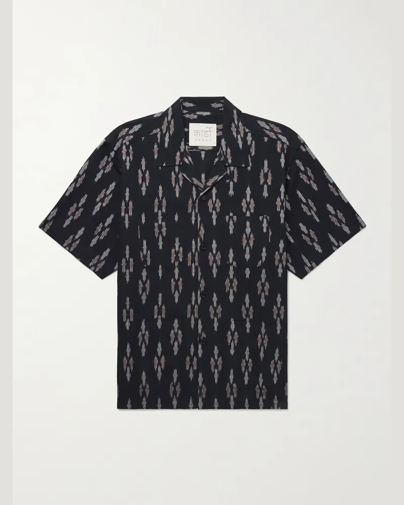 KARDO Pedro Camp-Collar Printed Cotton Shirt Black