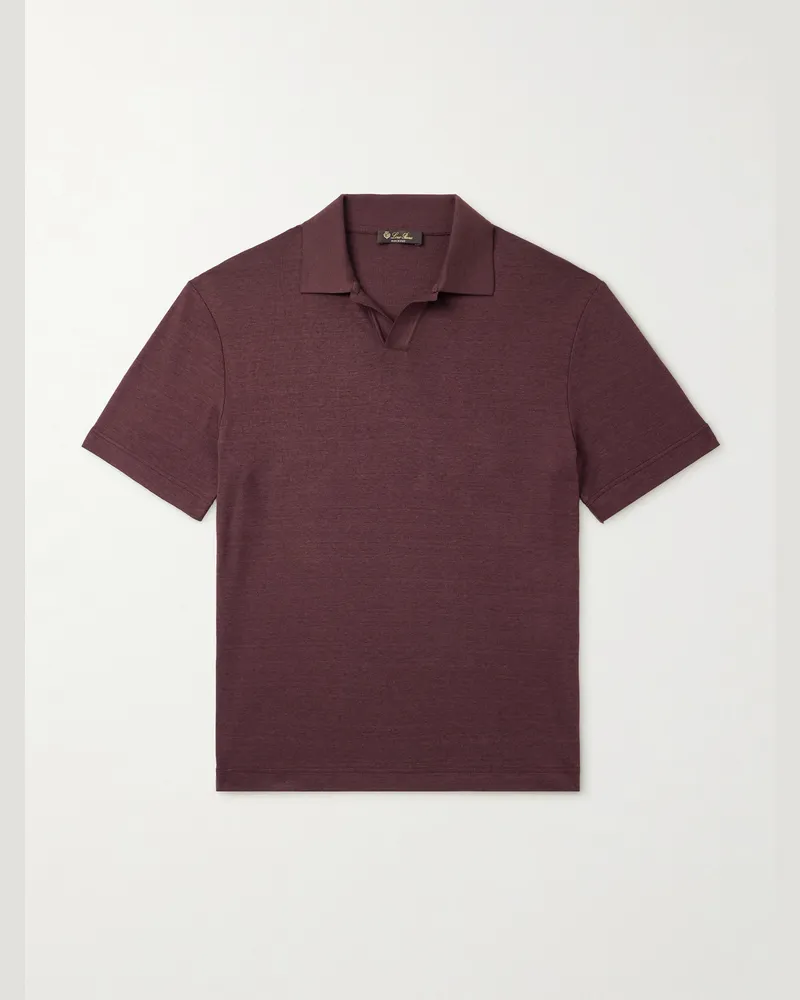 Loro Piana Valpiana Silk and Cotton-Blend Polo Shirt Brown