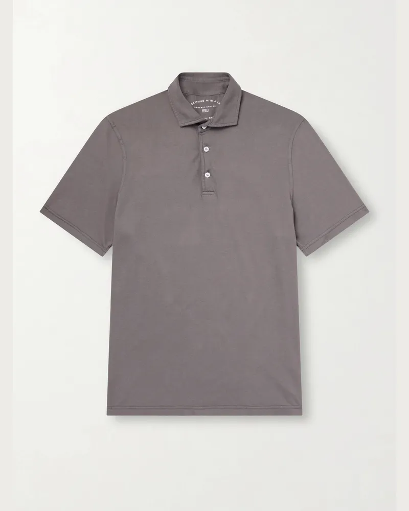Fedeli Cotton-Jersey Polo Shirt Brown