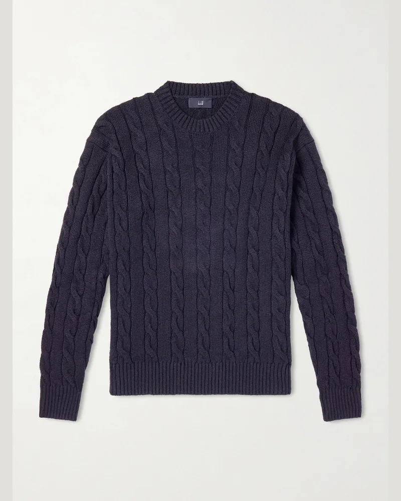 Dunhill Cable-Knit Cotton Sweater Blue