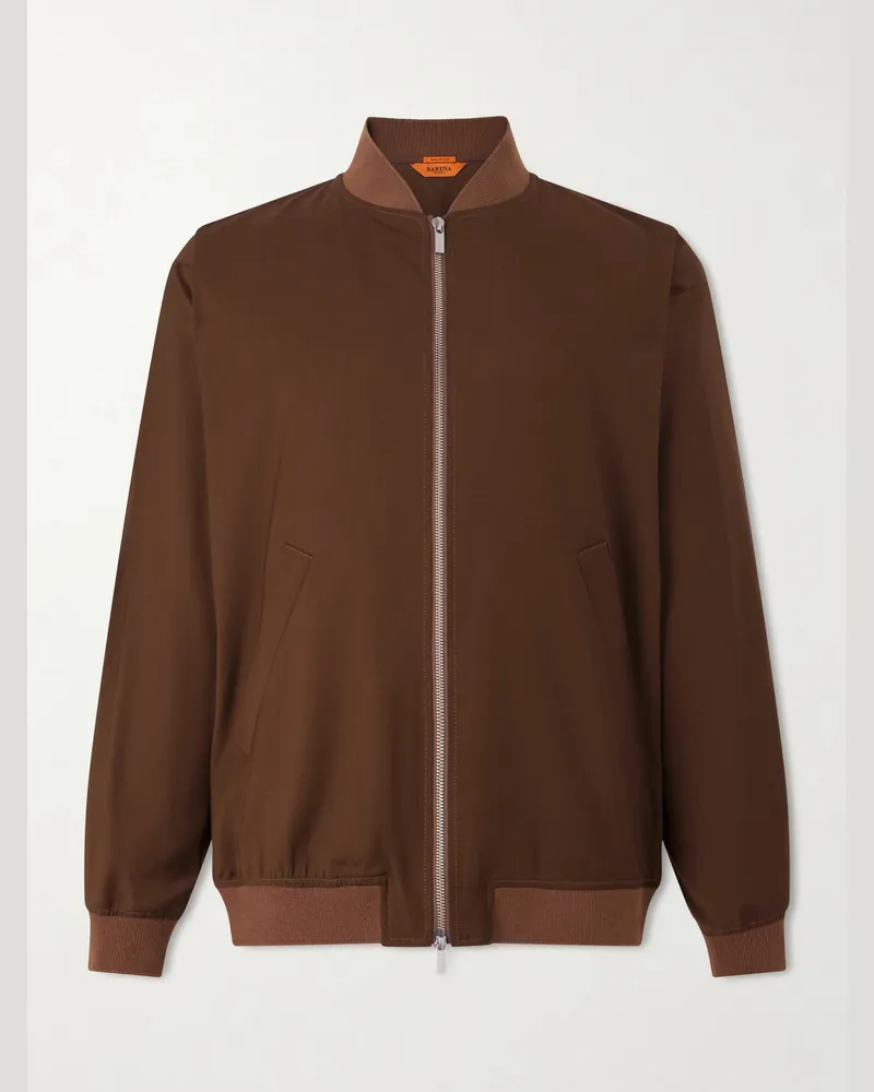 BARENA Gabier Virgin Wool Bomber Jacket Brown