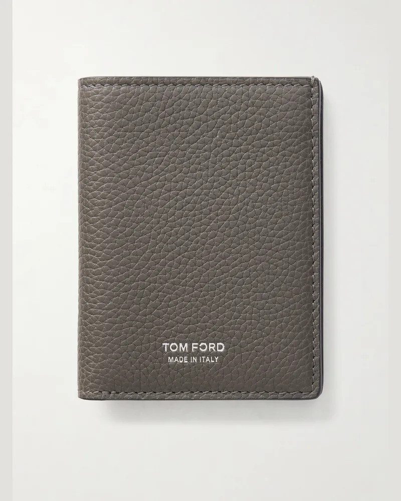 Tom Ford T Line Leather Folding Cardholder Gray