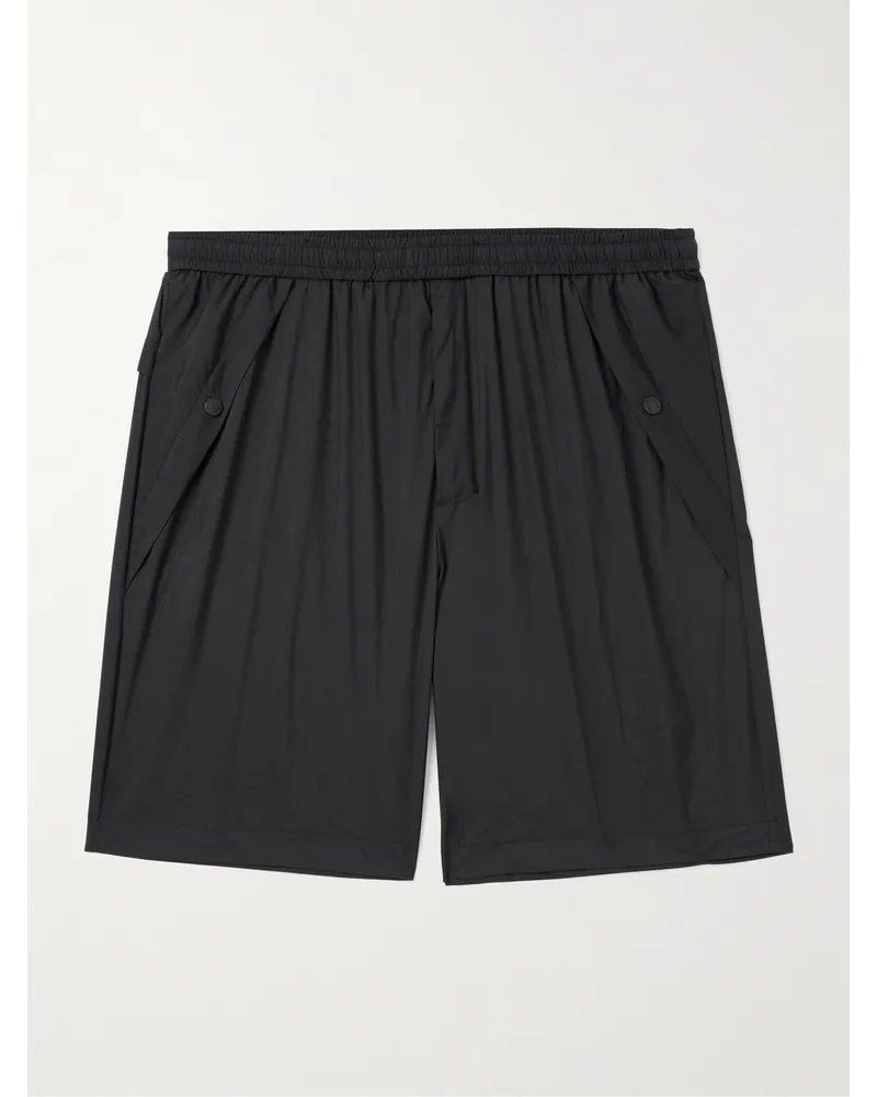 Moncler Gerade geschnittene Bermudashorts aus Nylon mit Logoapplikation Schwarz