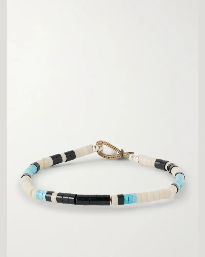 Mikia Silver Multi-Stone Beaded Bracelet Blue