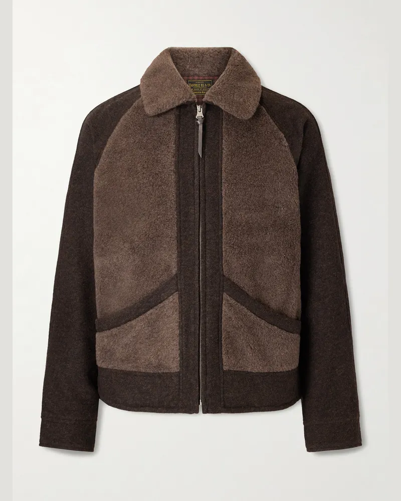 RRL Jacke aus einer Wollmischung und Fleece Braun