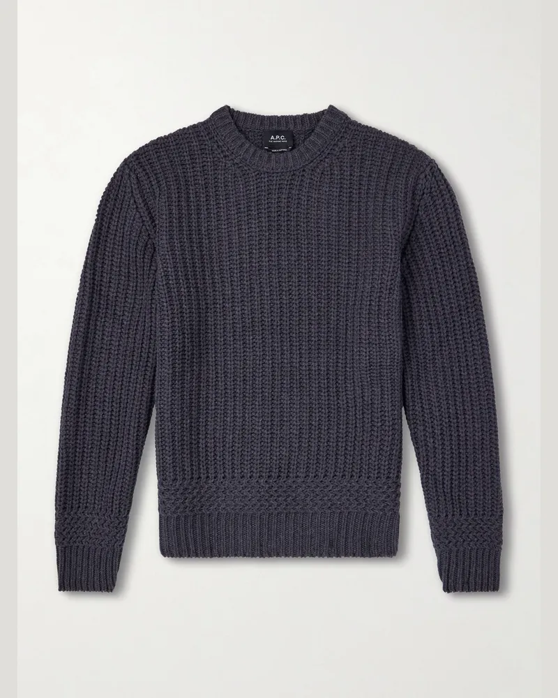 A.P.C. Ron Ribbed Wool Sweater Gray