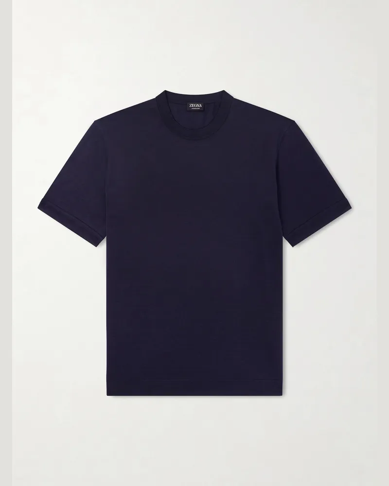 Ermenegildo Zegna T-Shirt aus Jersey aus einer Baumwoll-Seidenmischung Blau
