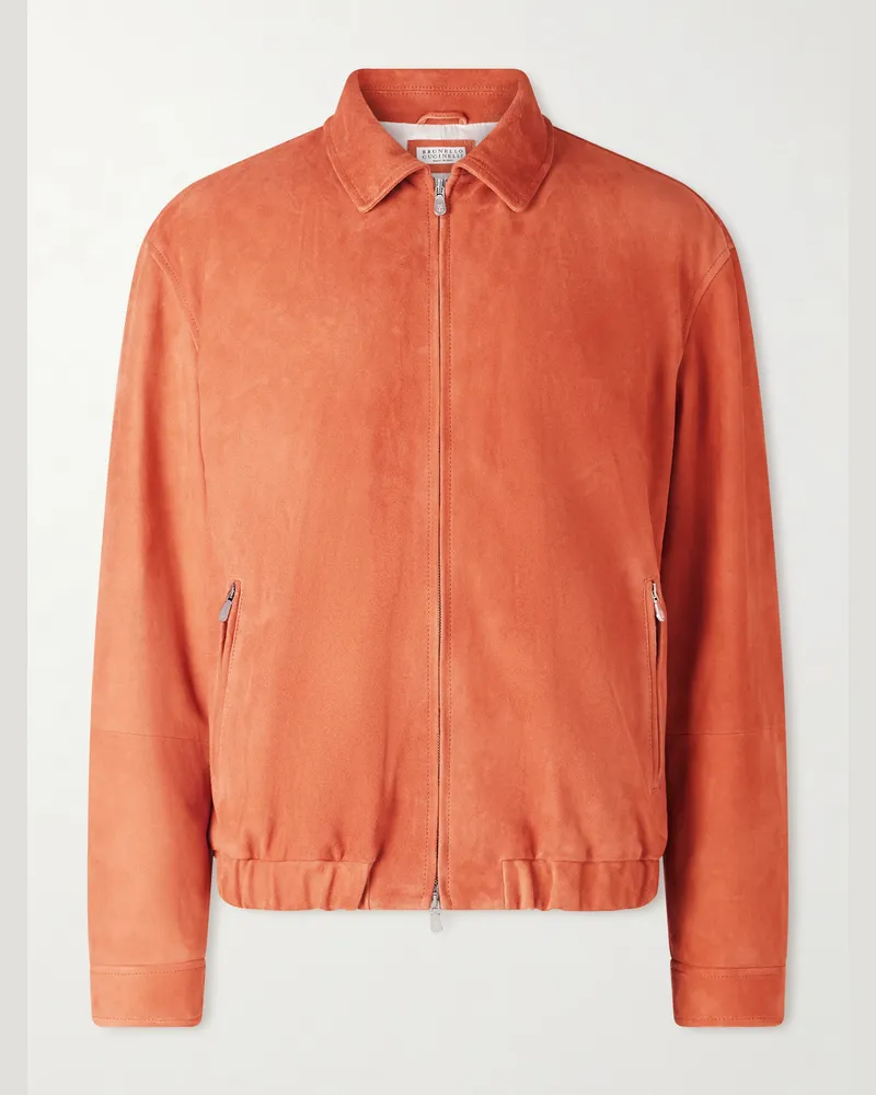 Brunello Cucinelli Blouson aus Veloursleder Orange