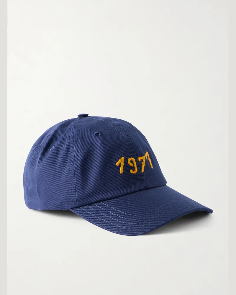 Drake's 1977 Embroidered Cotton-Twill Baseball Cap Blue