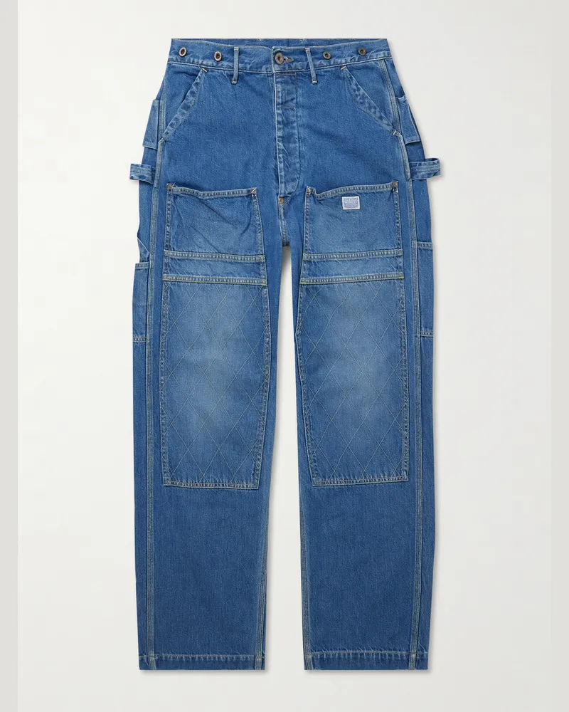 KAPITAL Lumber Straight-Leg Panelled Jeans Blue