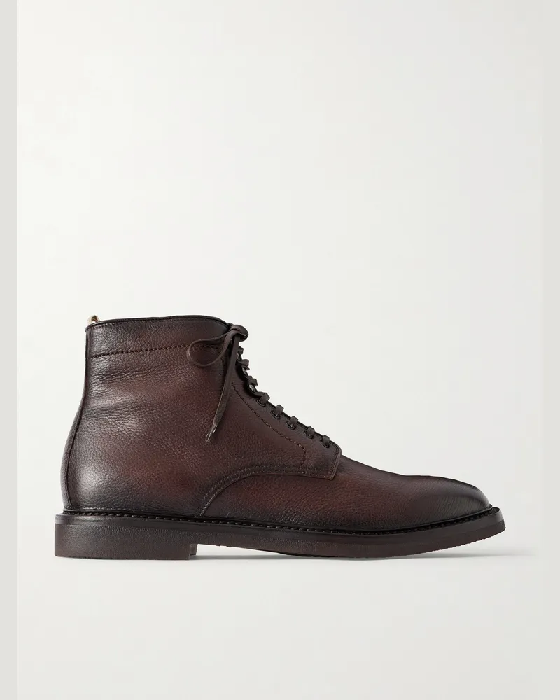 Officine Creative Italia Hopkins Flexi 203 Leather Lace-Up Boots Brown
