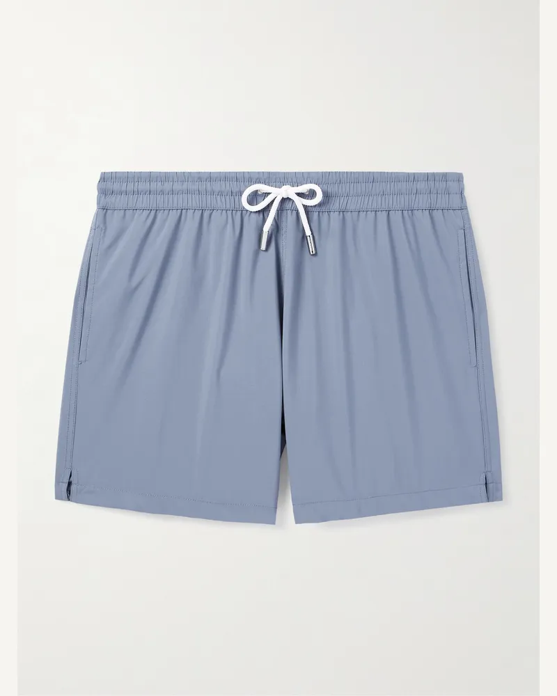 Thom Sweeney Gerade geschnittene mittellange Badeshorts Blau