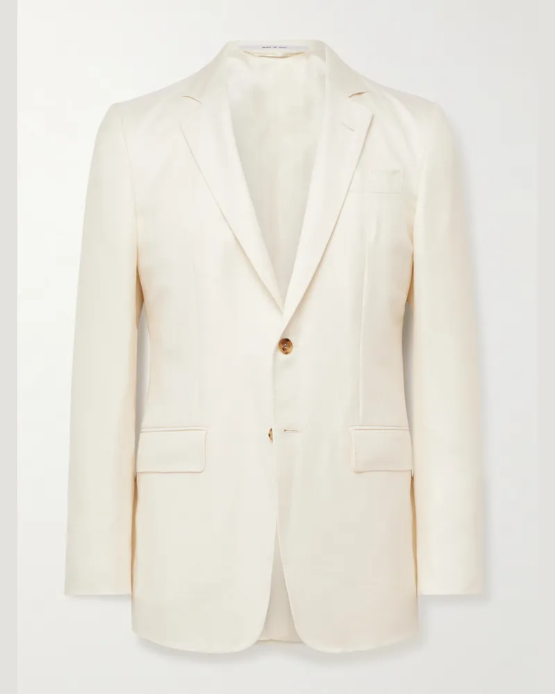 Gabriela Hearst Irving Slim-Fit Unstructured Wool, Silk and Linen-Blend Twill Suit Jacket Neutrals