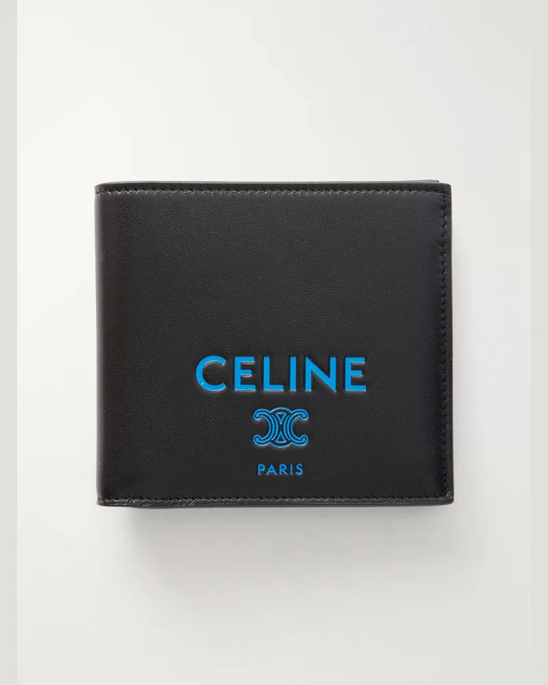 Celine Logo-Print Leather Billfold Wallet Black
