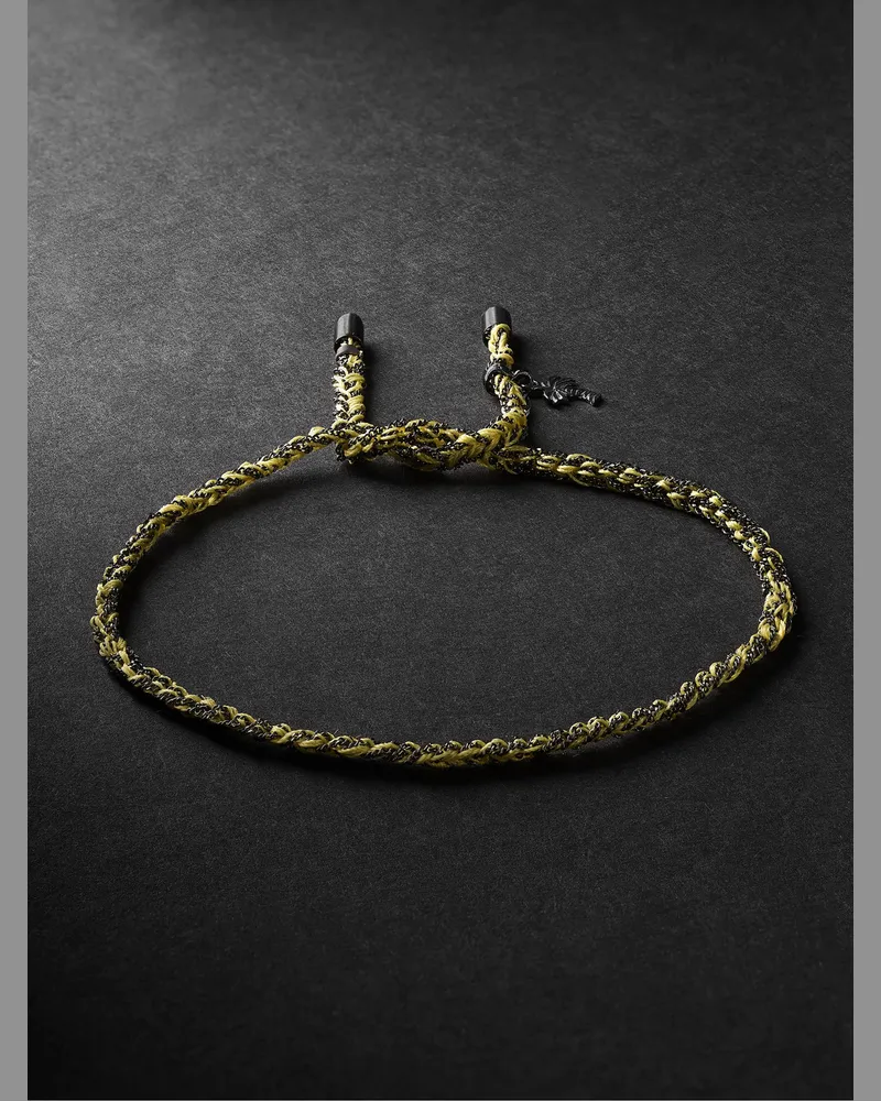 Carolina Bucci Lucky Travel Armband aus geschwärztem Gold und Seide Gelb