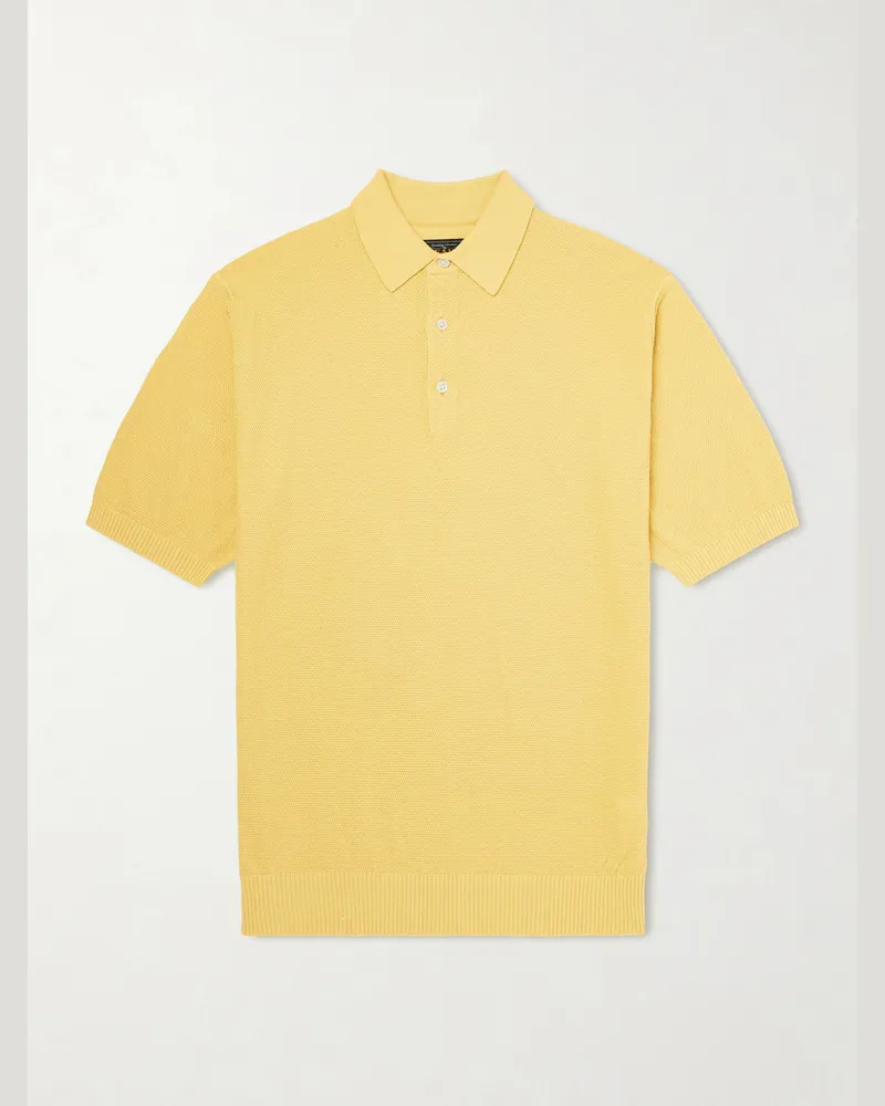 Beams Plus Cotton-Blend Piqué Polo Shirt Yellow