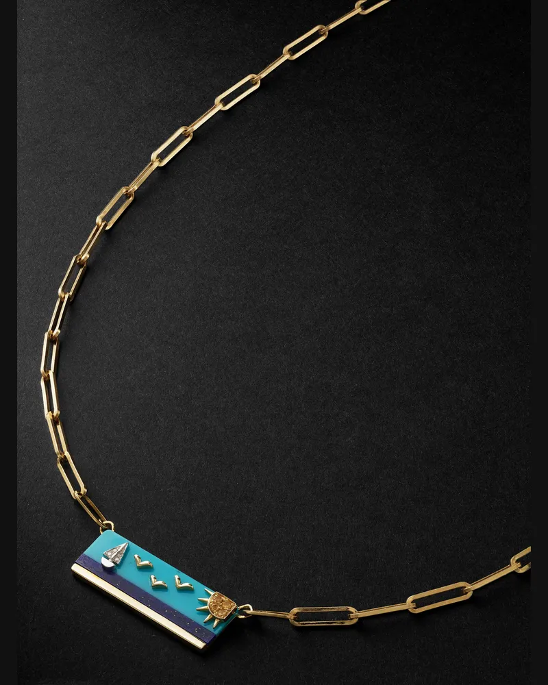 Yvonne Léon Gold Multi-Stone Pendant Necklace Gold