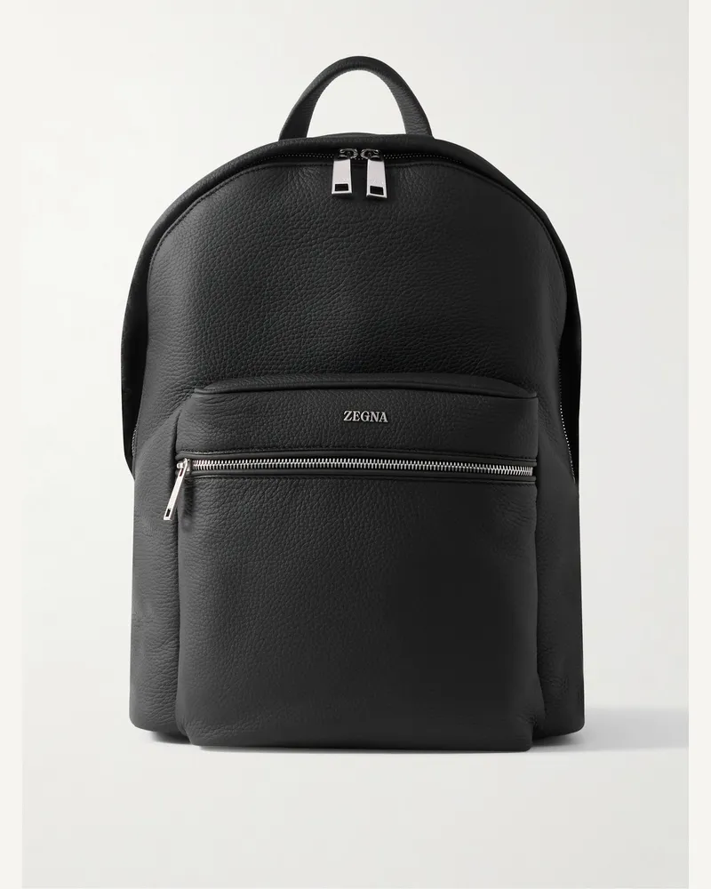 Ermenegildo Zegna Rucksack aus vollnarbigem Leder Schwarz