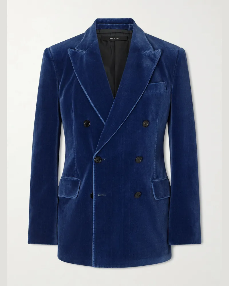 Tom Ford Smokingjacke aus Baumwollsamt Blau
