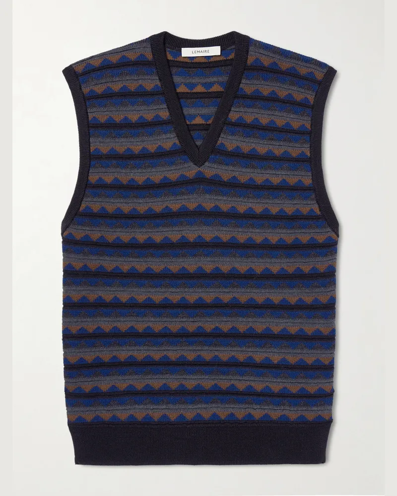 Christophe Lemaire Ärmelloser Pullover aus Jacquard-Strick aus einer Merinowollmischung Schwarz