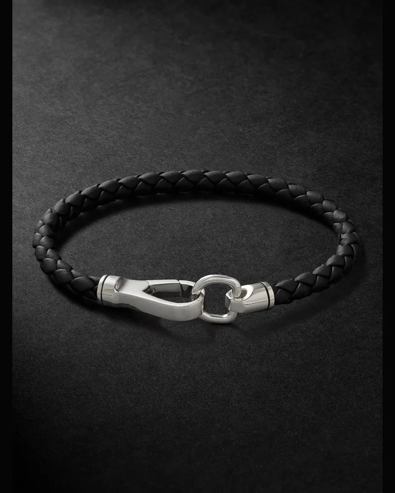 John Hardy Braided Leather and Sterling Silver Bracelet Black