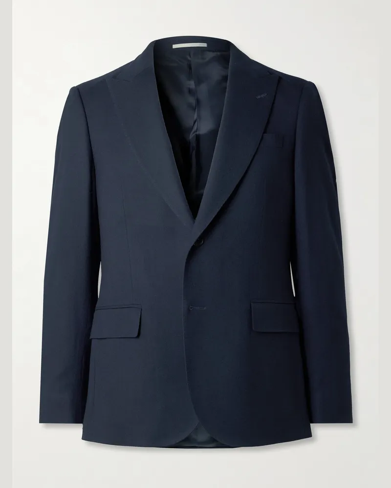 MR P. Schmal geschnittenes Sakko aus 150s-Wolle Blau