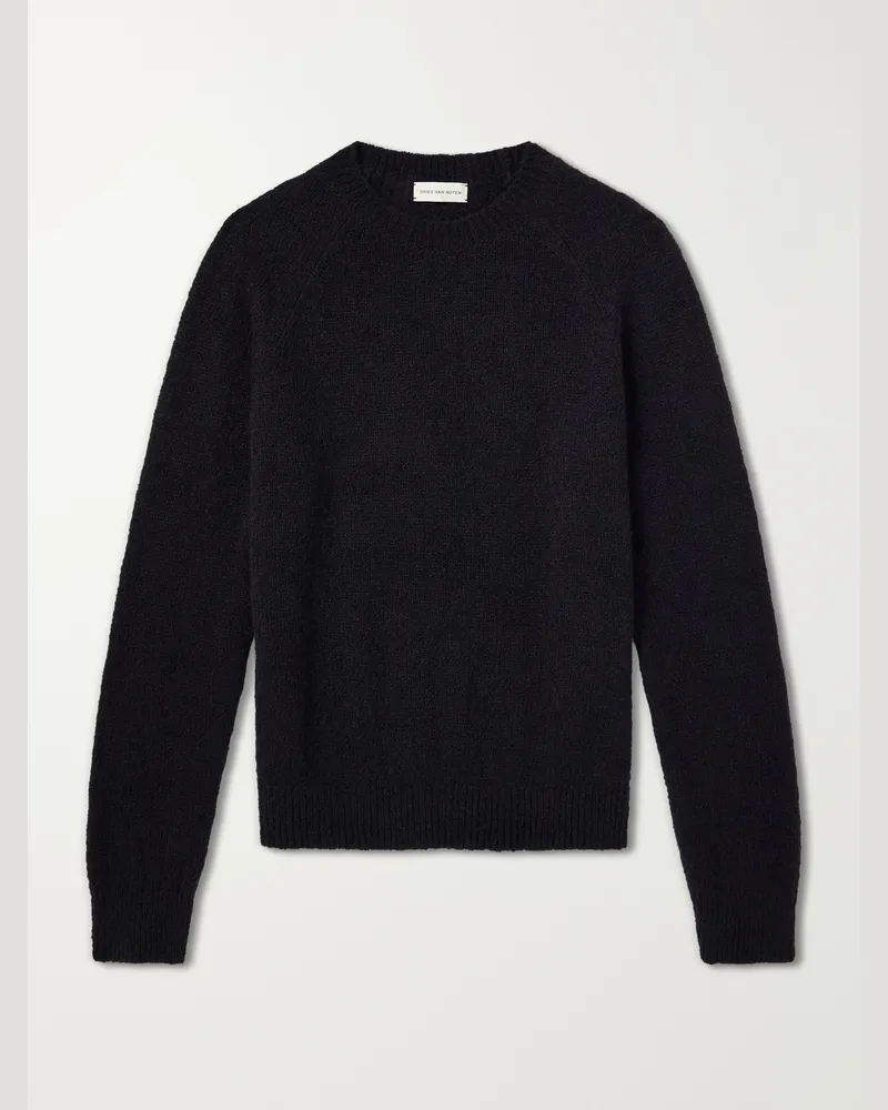 Dries van Noten Brushed Alpaca and Wool-Blend Sweater Black