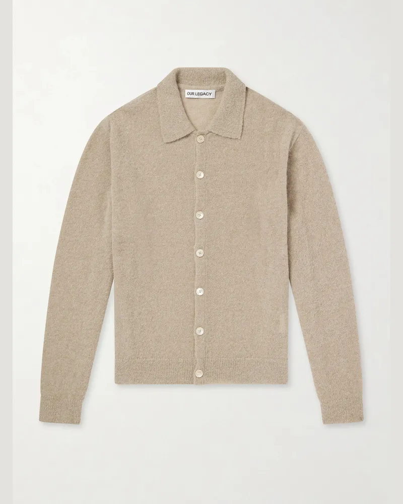 Our Legacy Evening Polo Alpaca and Wool-Blend Cardigan Neutrals