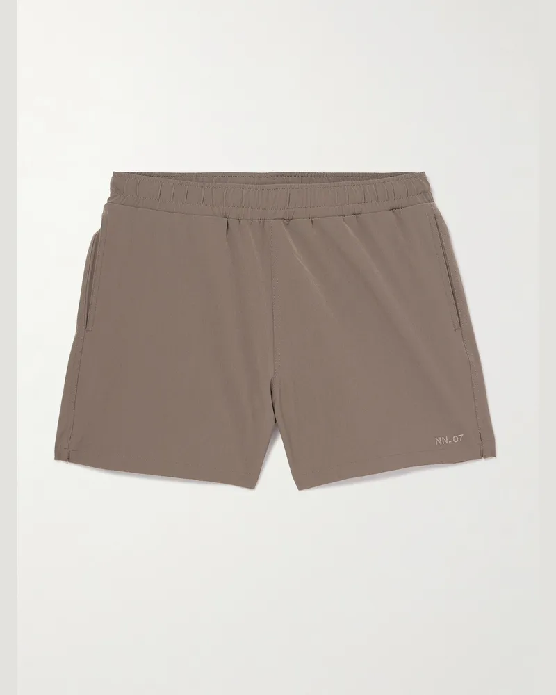 NN 07 Holiday 10039 Straight-Leg Short-Length Recycled-Shell Swim Shorts Brown