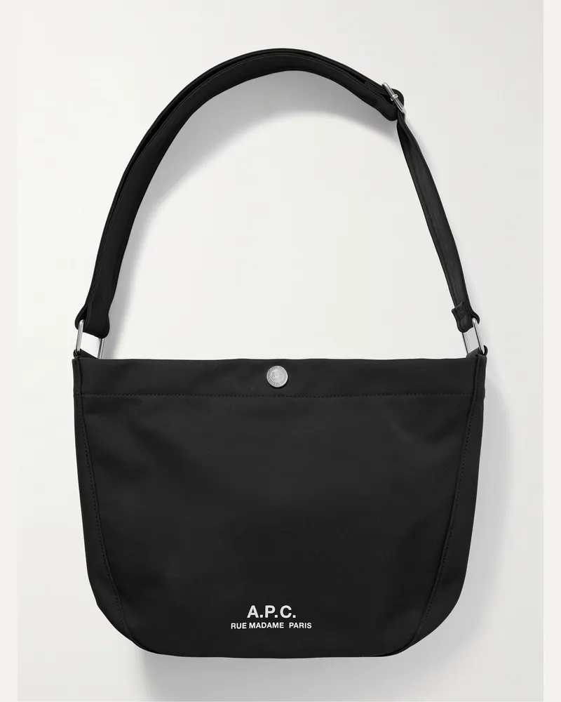 A.P.C. Journal kleine Umhängetasche aus recyceltem Nylon mit Logoprint Schwarz